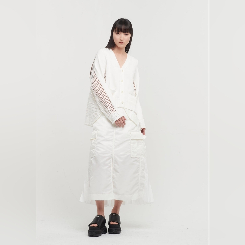 Sacai White Embroidered Cardigan XL - Picture 2 of 14